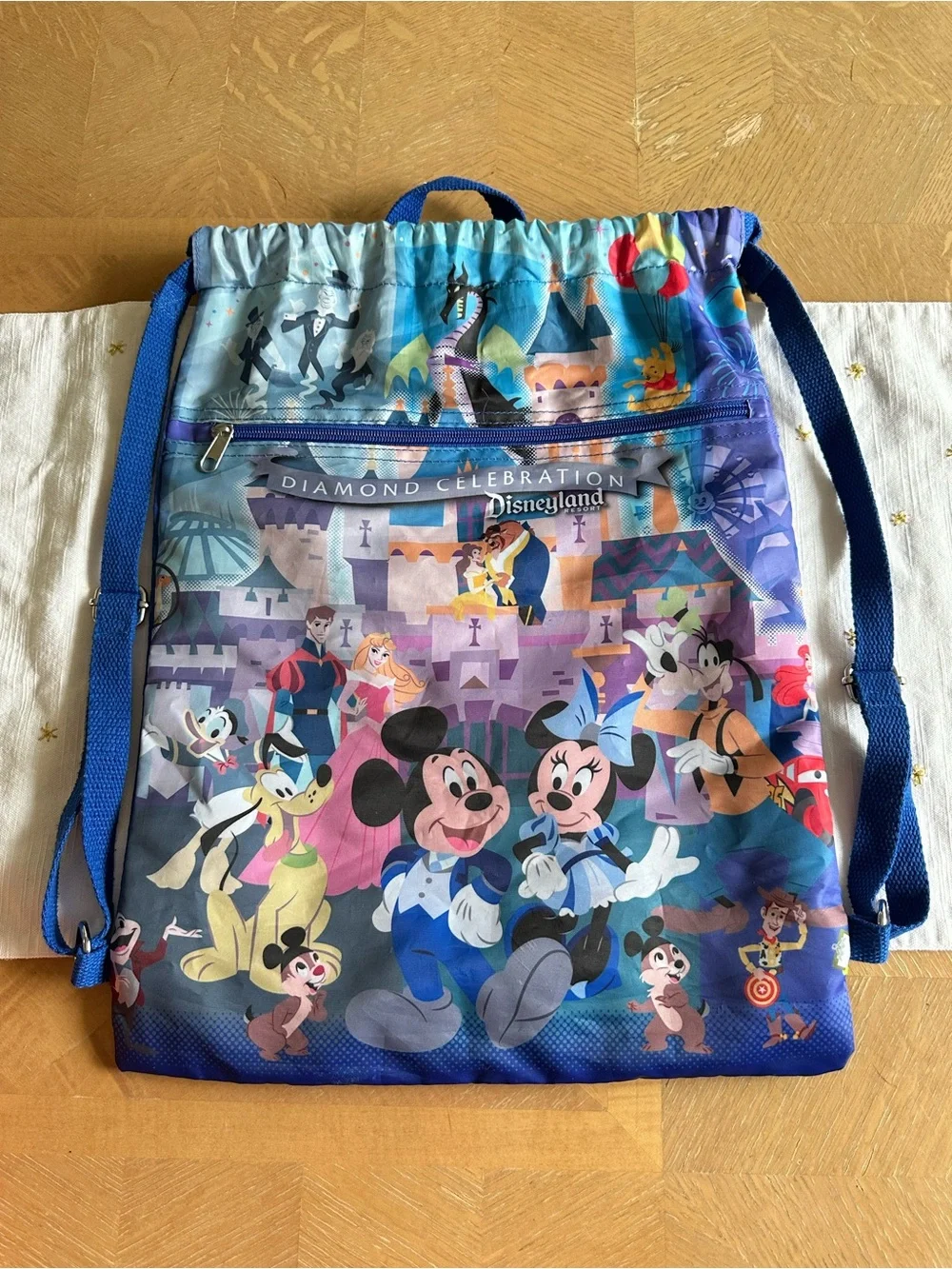 Disney Multicolor Mickey & Friends Drawstring Backpack Diamond Celebration.